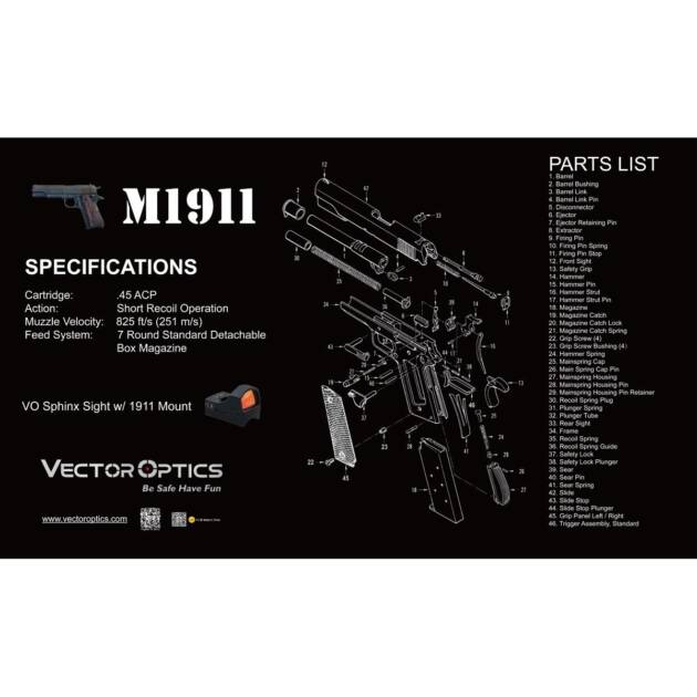Bench Mat Vector Optics Estilo M1911